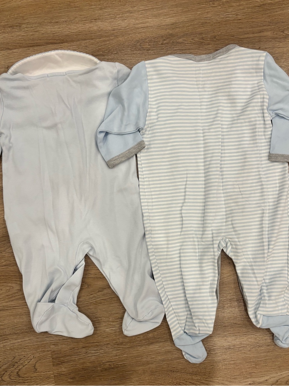 Kissy Kissy Baby Boy 6-9M Pima Cotton Footie Sleeper Bundle Blue Striped 2pc - Picture 4 of 4